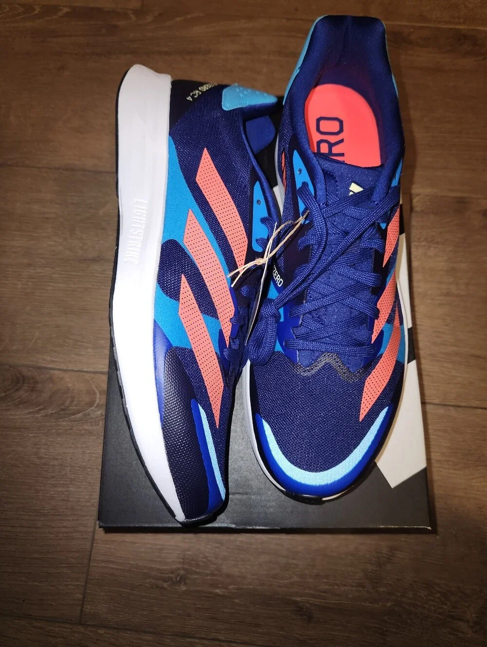 Adidas Adizero RC 4 Blue Red White Lace up Running Sneakers GZ0181 Men's Sz 12